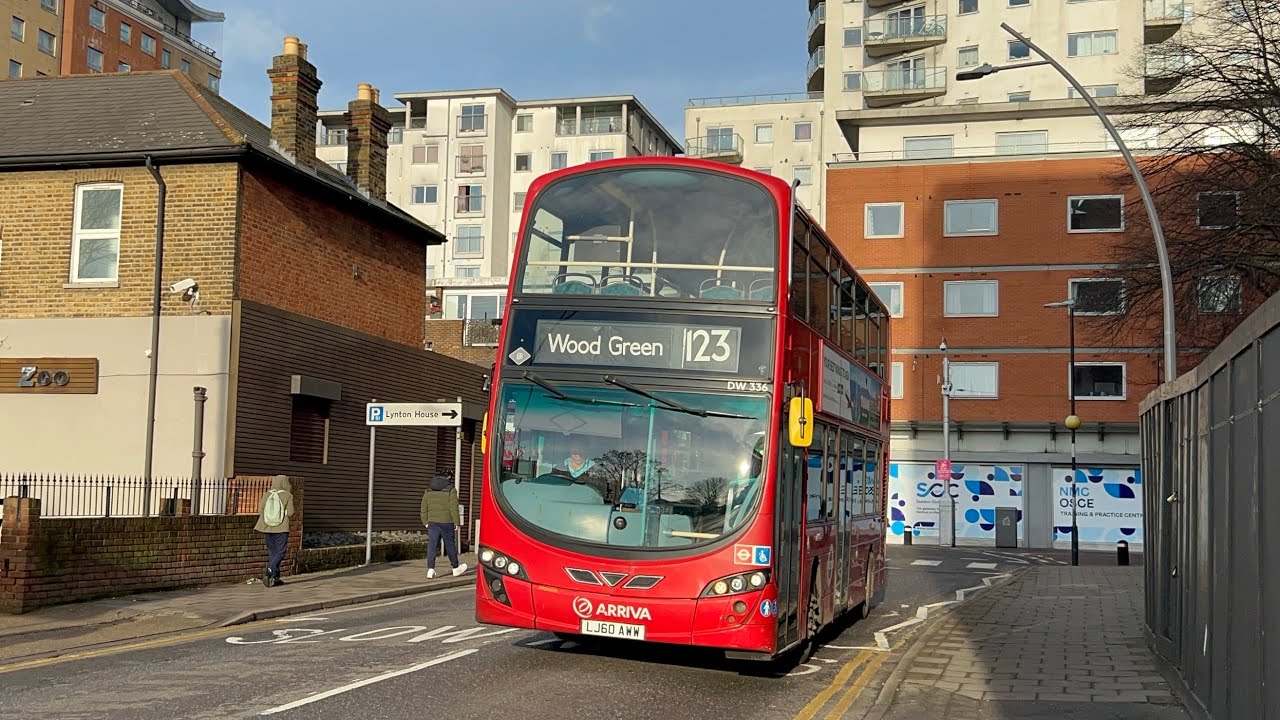FULL ROUTE VISUAL|Arriva London Bus Route 123|Wood Green - Ilford Hainault Street|DW336(LJ60 AWW)