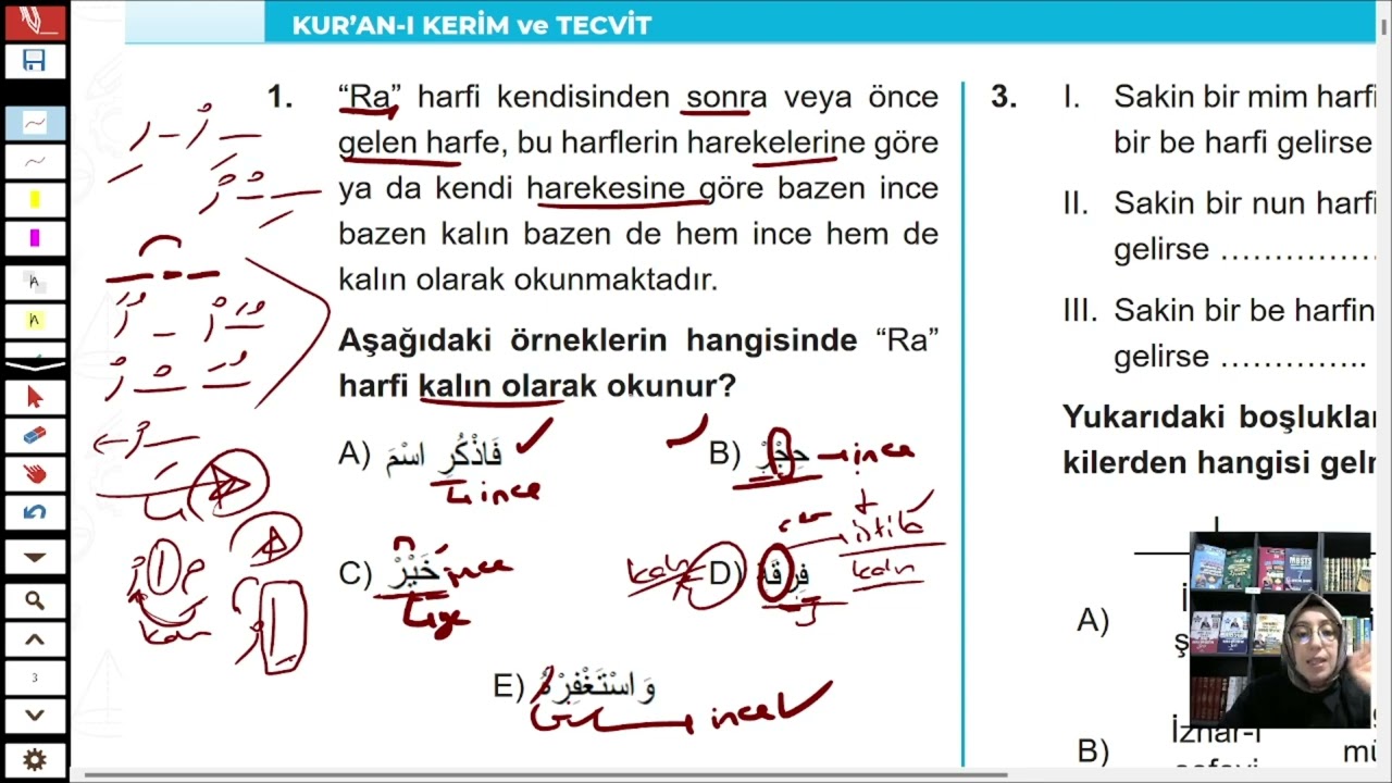 KUR'AN'I KERİM VE TECVİT 1. TEST ÇÖZÜMÜ--BRANŞ DENEME KAMPI--