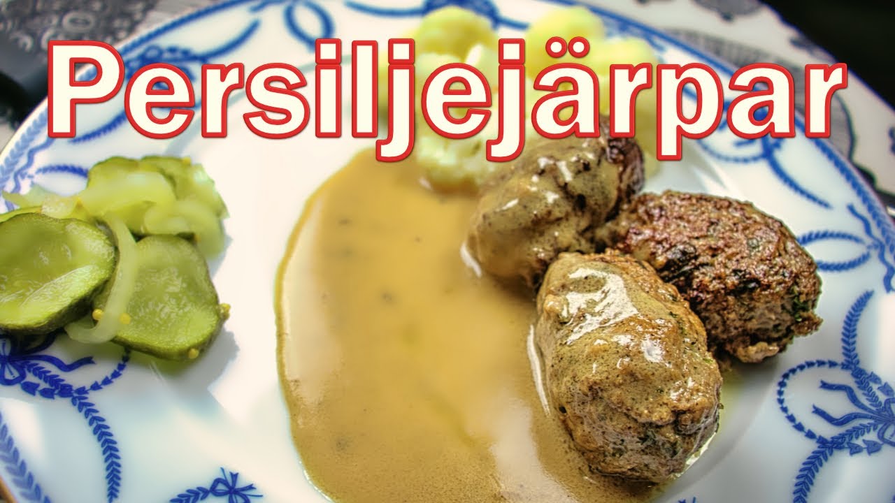 Persiljejärpar med gräddsås, pressgurka och lingon