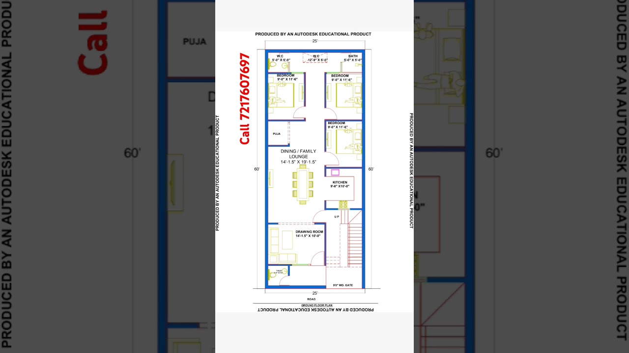 25*60 House map 2BHK ||🪴🌴 25 by 60 House plan 🏡🏡 #house #floorplan #homedesign #viralvideo