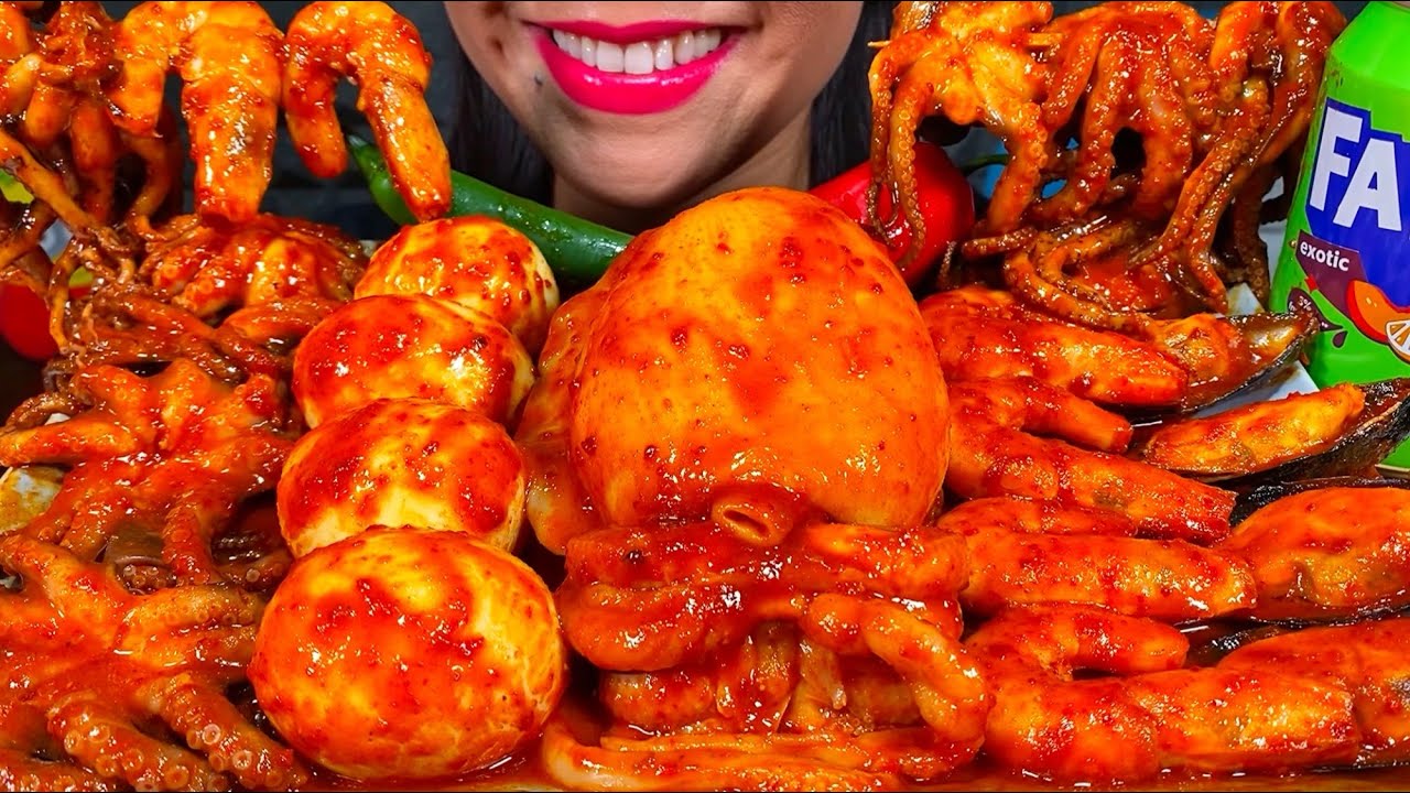 ASMR SPICY SEAFOOD BOIL *makanan laut pedas* 먹방 MUKBANG MASSIVE Eating Sounds