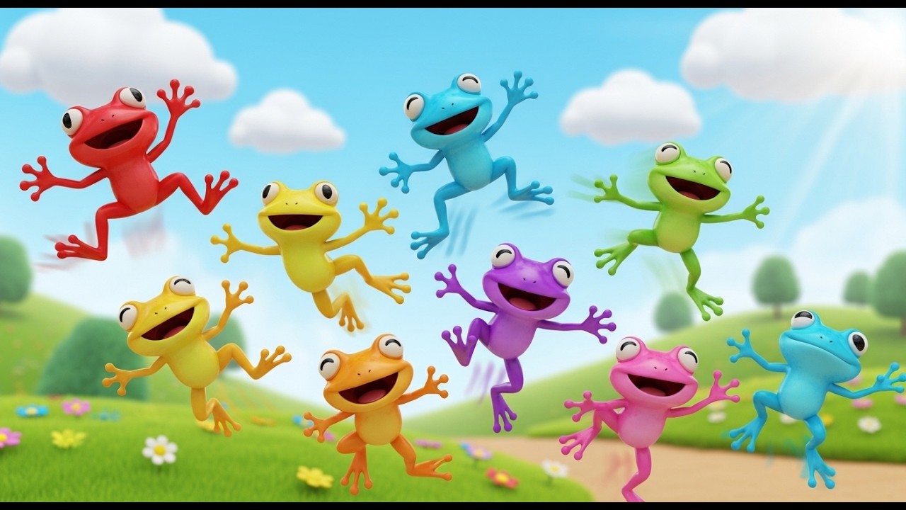 Oito Sapos de Brinquedo Hop Hop Hop | Música para Pular e Aprender