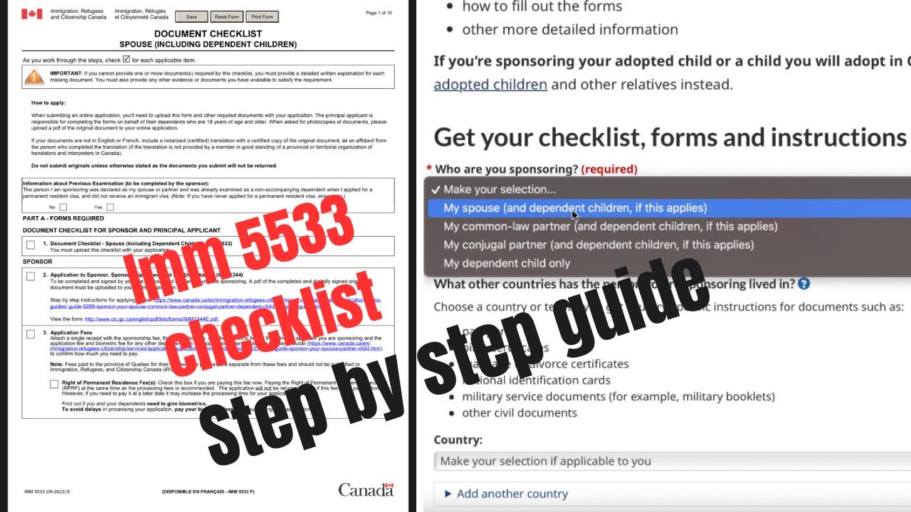 Spousal Sponsorship Canada checlist 2024 - IMM 5533 document checklist 2024 - Step by step guide