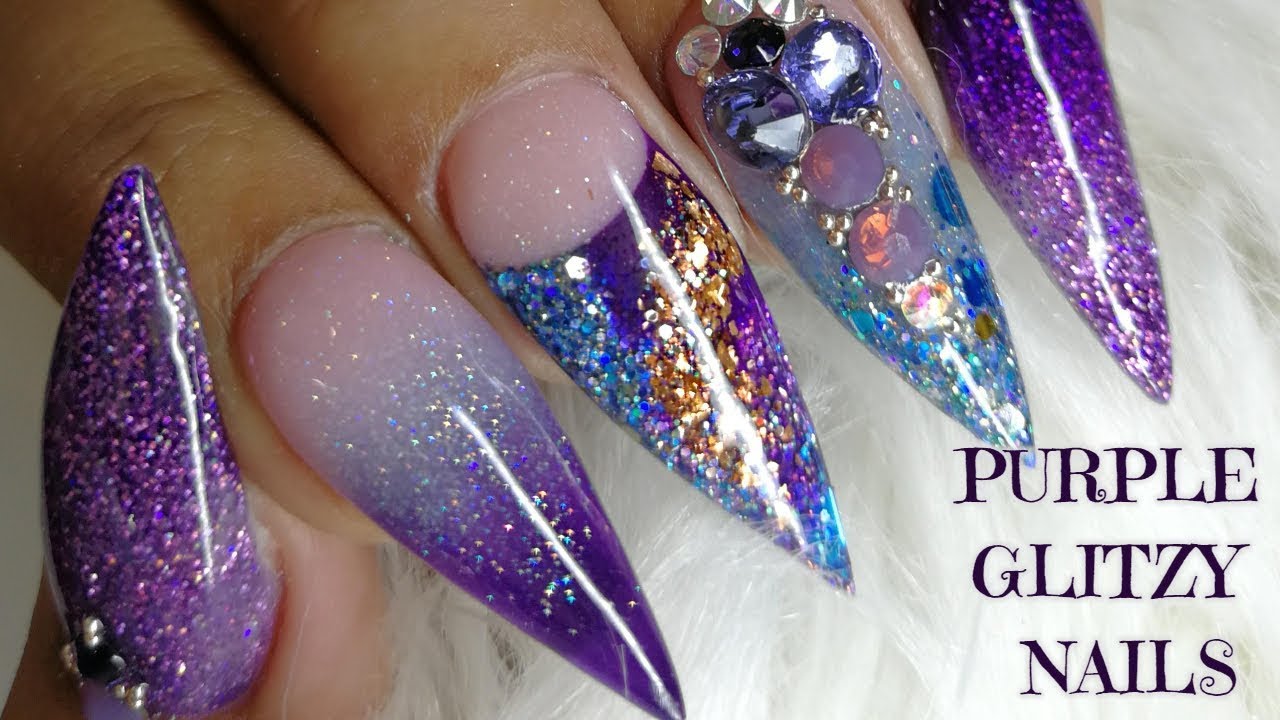 Encapsulated Glitter Nails // Purple Glitzy Nails 🌠💫💜