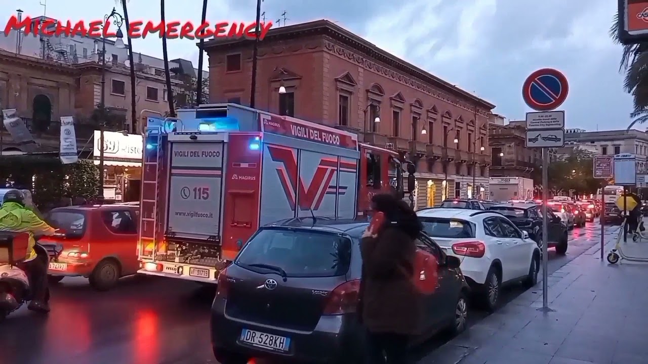 vigili del fuoco Palermo: [COMPILATION VARIE DI MEZZI D'EMERGENZA IN SIRENA]