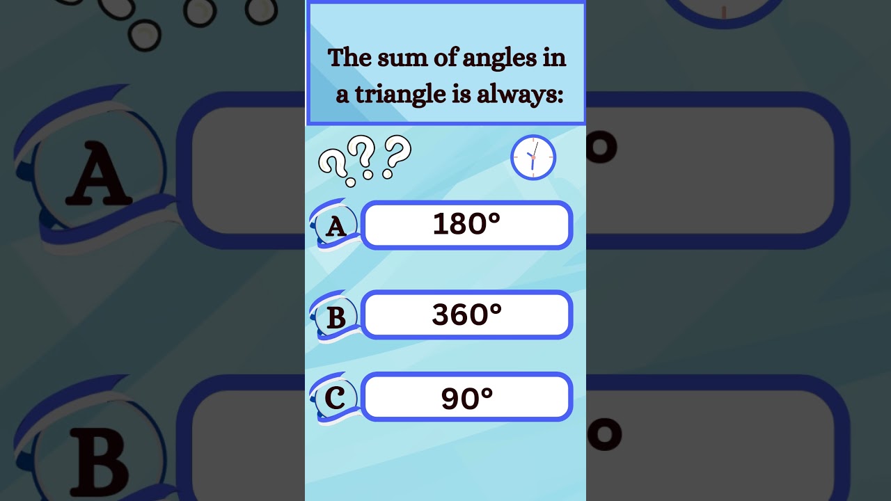 The sum of angles in a triangle is always | Degree | Mathematics | Learning Things  #quiz #iqtest
