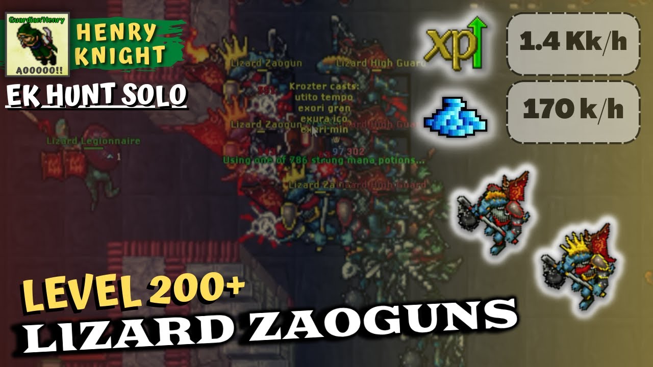 TIBIA: EK HUNT SOLO #144 LIZARD ZAOGUNS (RAZACHAI)