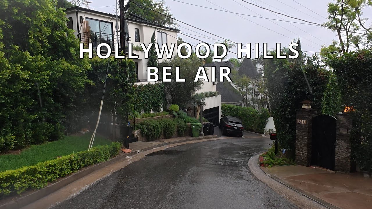 [Full Version] Driving in Rain - Hollywood Hills, Bel Air, Beverly Hills, Brentwood, Los Angeles CA