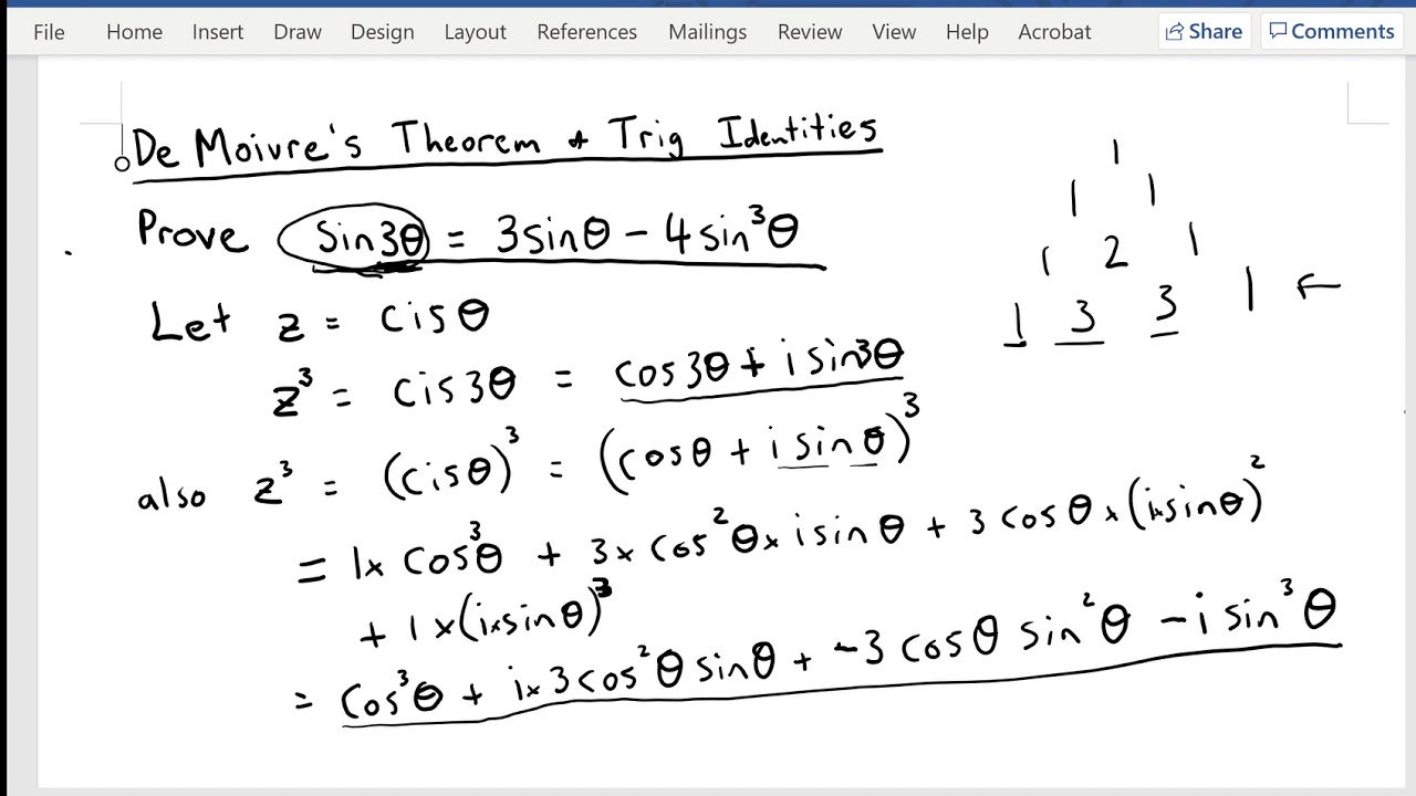 Trig Identities DeMoivre's