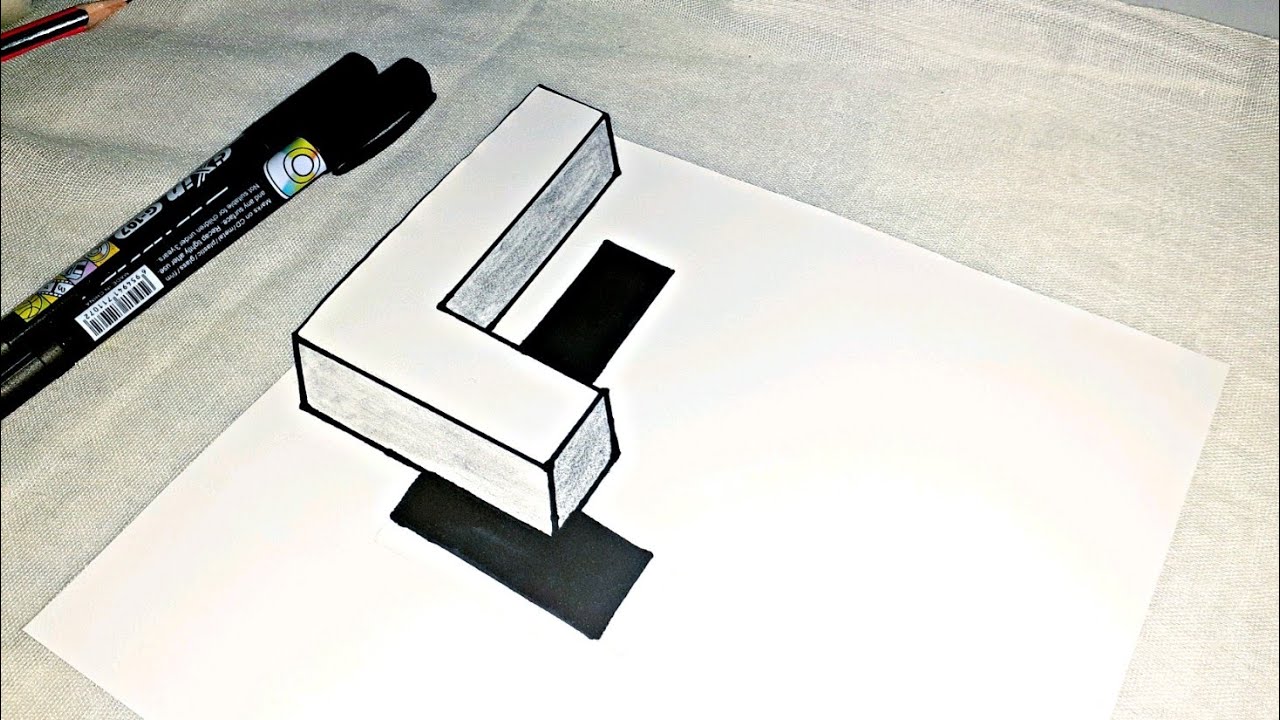 تعليم كيفية رسم حرف L 3d / Teaching drawing a letter L 3D