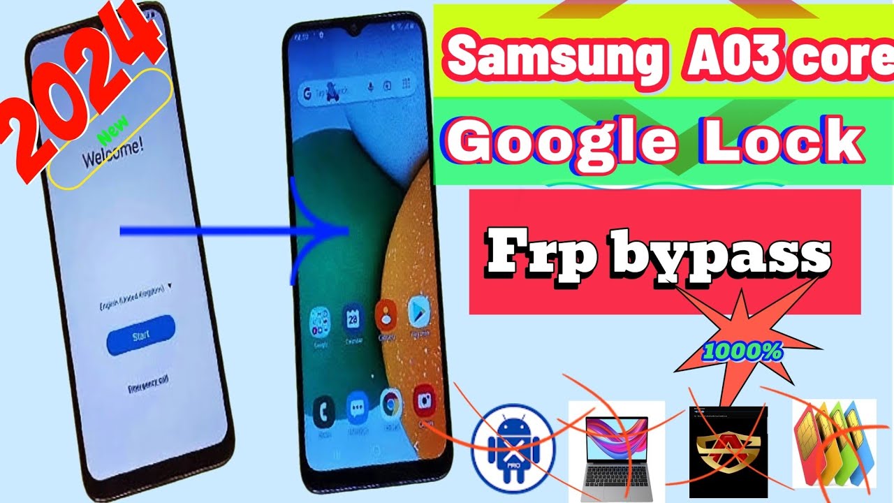 Samsung Galaxy A03 core android 12 frp bypass Unlock Google Account without pc  2024