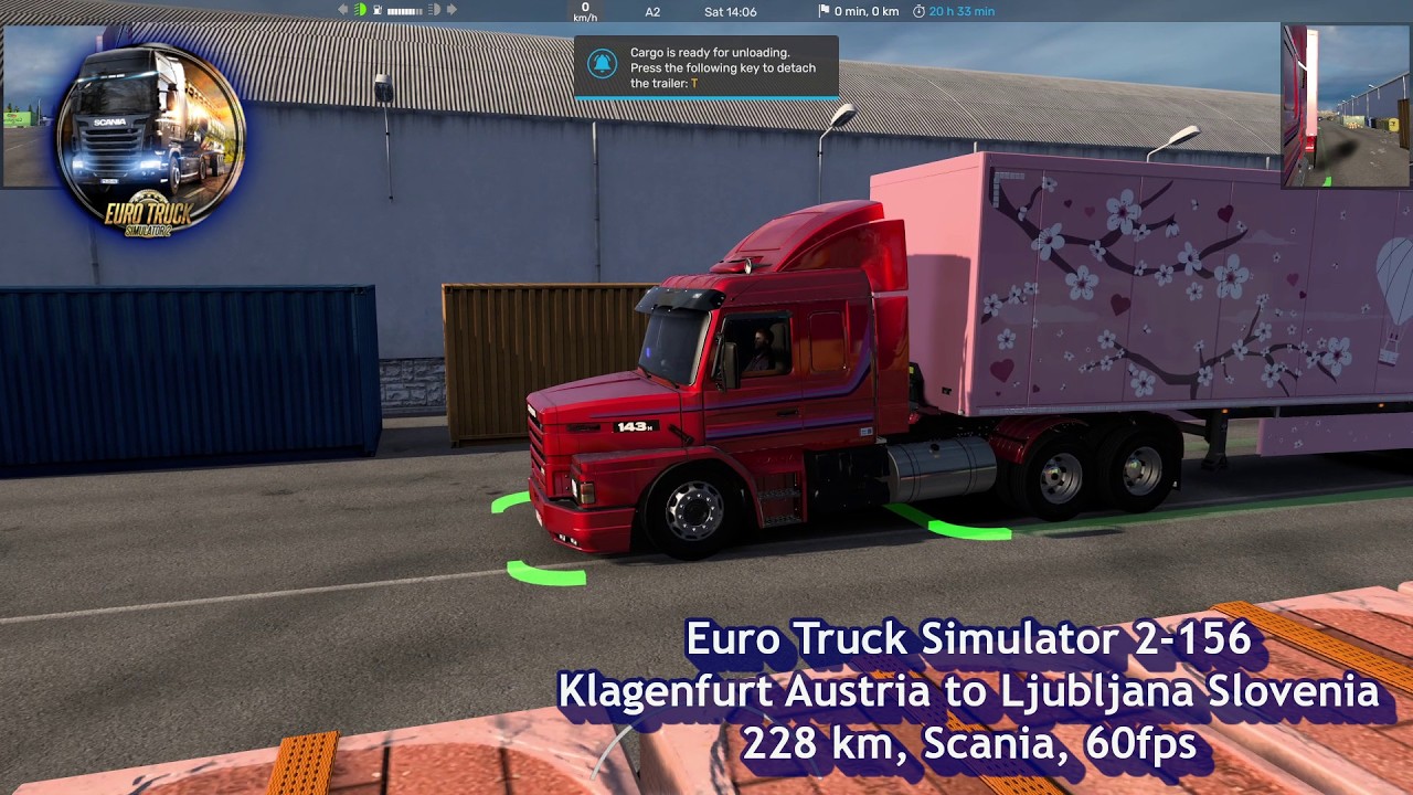 Euro Truck Simulator 2 156, Klagenfurt Austria to Ljubljana Slovenia, 228 km, Scania, 60fps