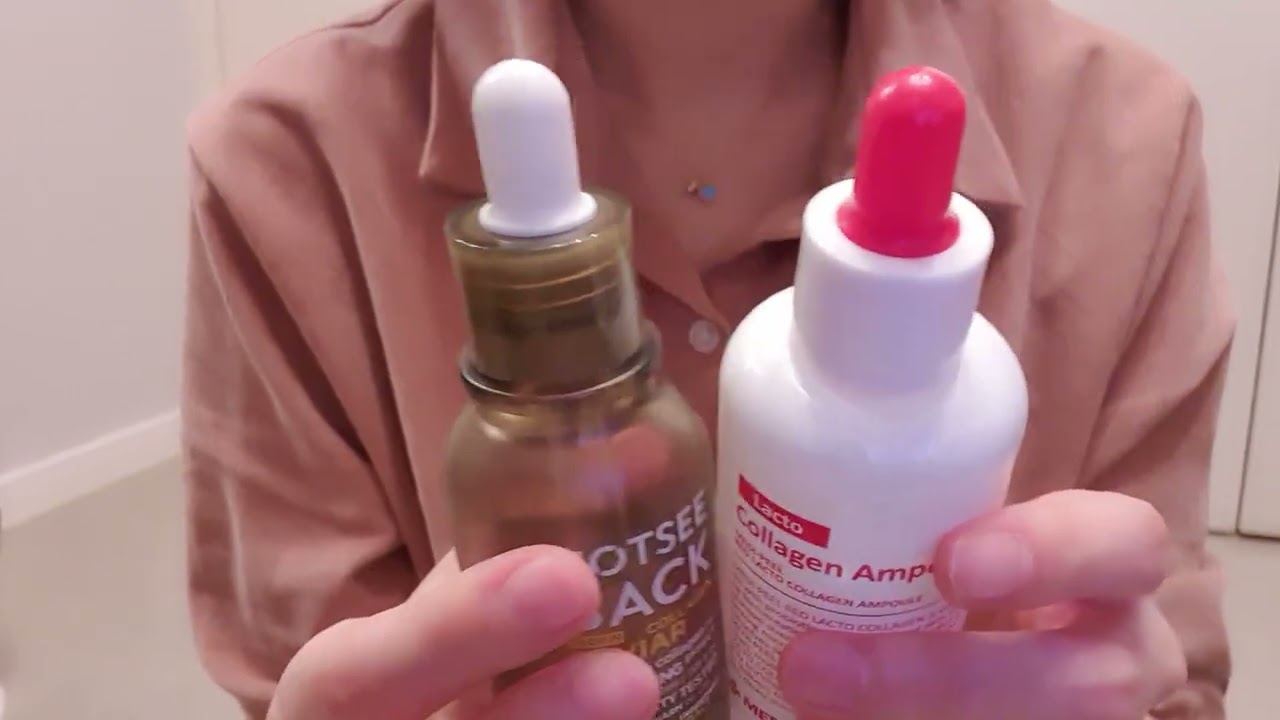 조근조근ASMR 파우치와 화장품 소개하며 여러가지 이야기 하기 (talking 많이, 스포이드+에센스+크림 등등 화장품 소리, 촵촵 쓱쓱 토닥)