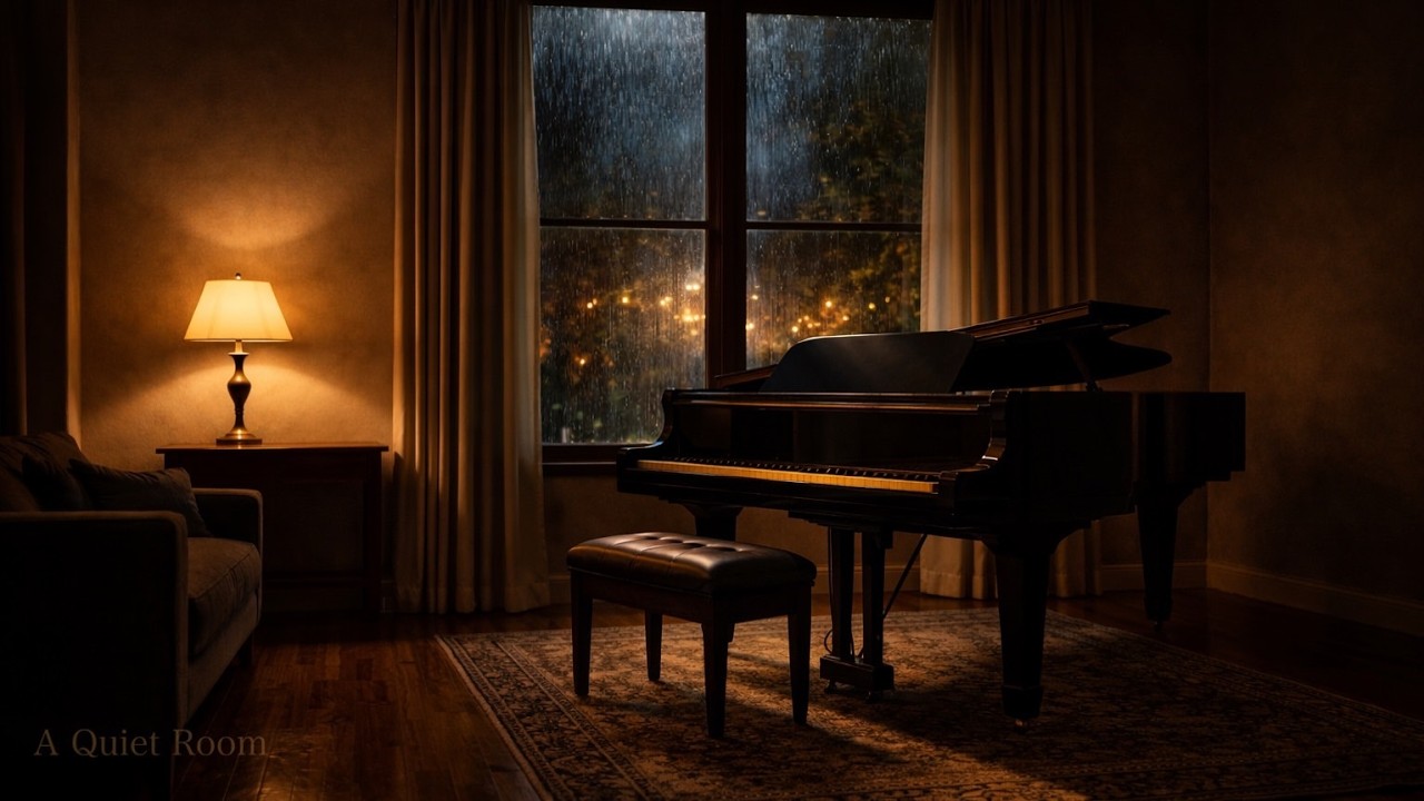 Rainy Night Piano Room 🎹 | 3 Hours of Rain Sounds for Study & Deep Focus | in A Quiet Room