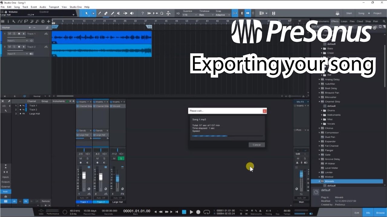 PreSonus Studio One Basics Recording to Mixdown