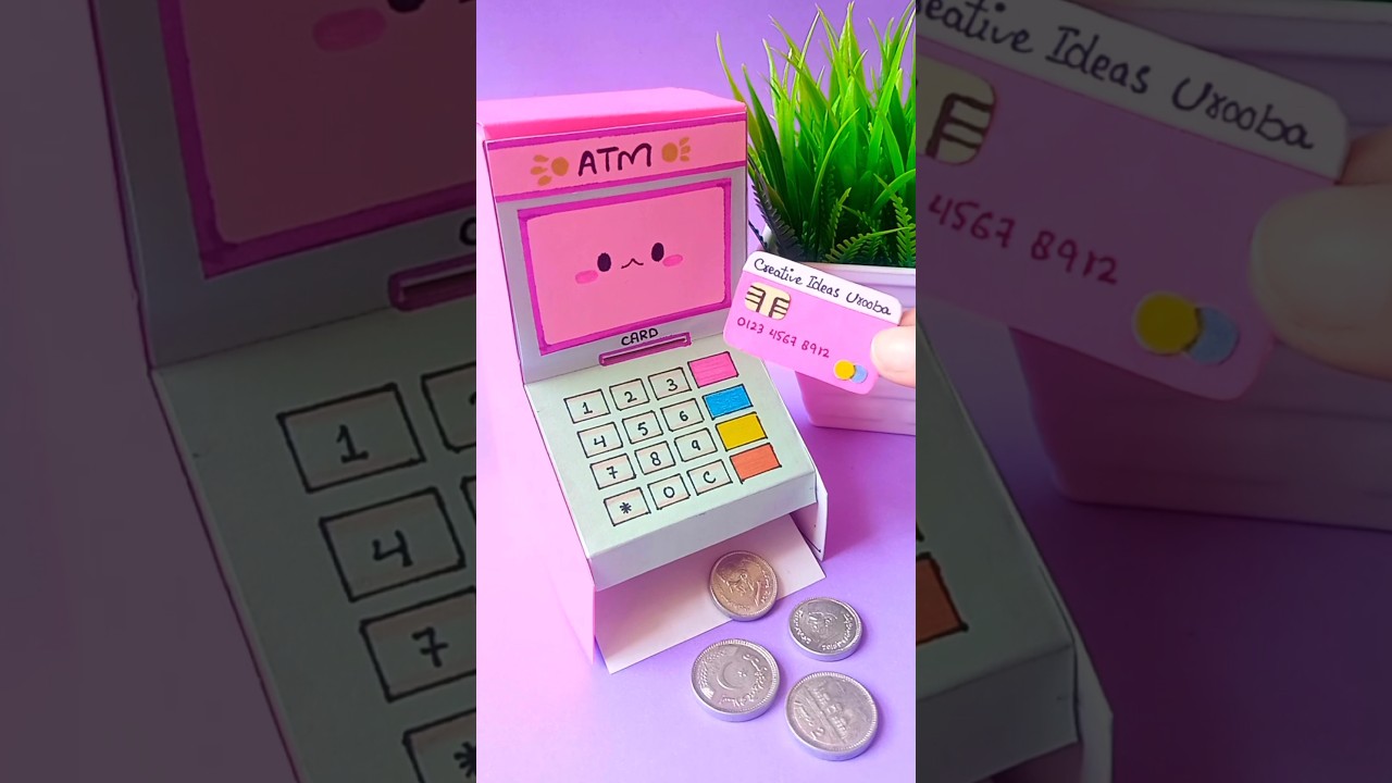 DIY miniature ATM machine 🤑💰 DIY paper craft for school project #art #shorts #diy