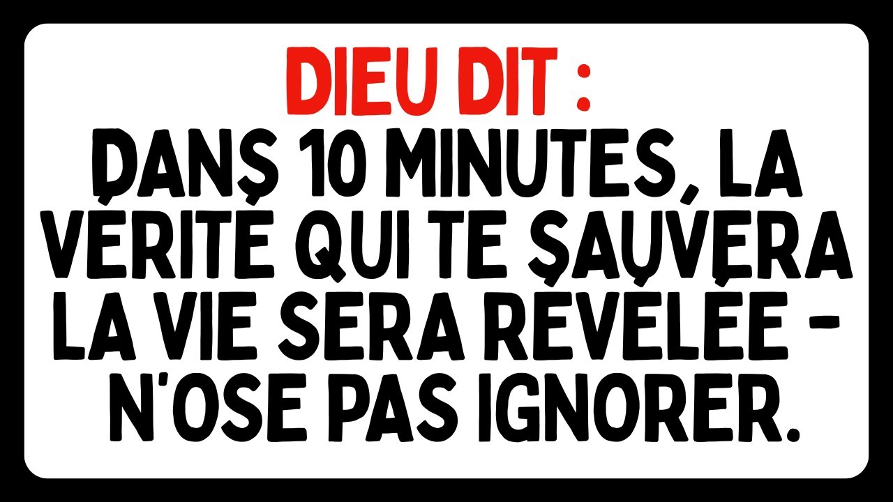 DIEU AVERTIT : Quelqu'un de votre famille a fait un pacte pour que vous perdiez tout aujourd'hui.