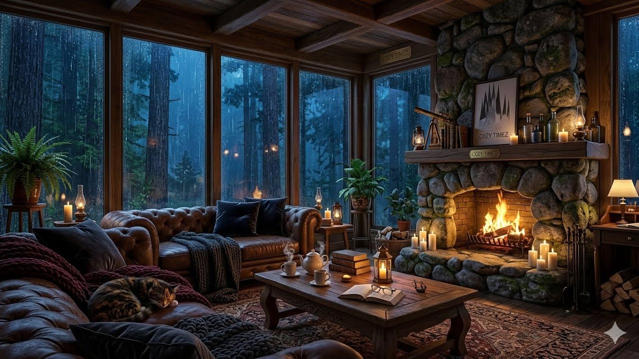 Perfect Rain and chimney to help you fall asleep, work , chill (black screen at 1h35 ) | 2-h 