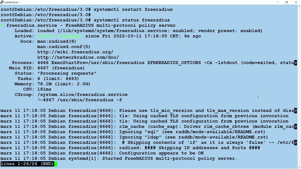 Installation et configuration d'un serveur radius Freeradius sur Debian