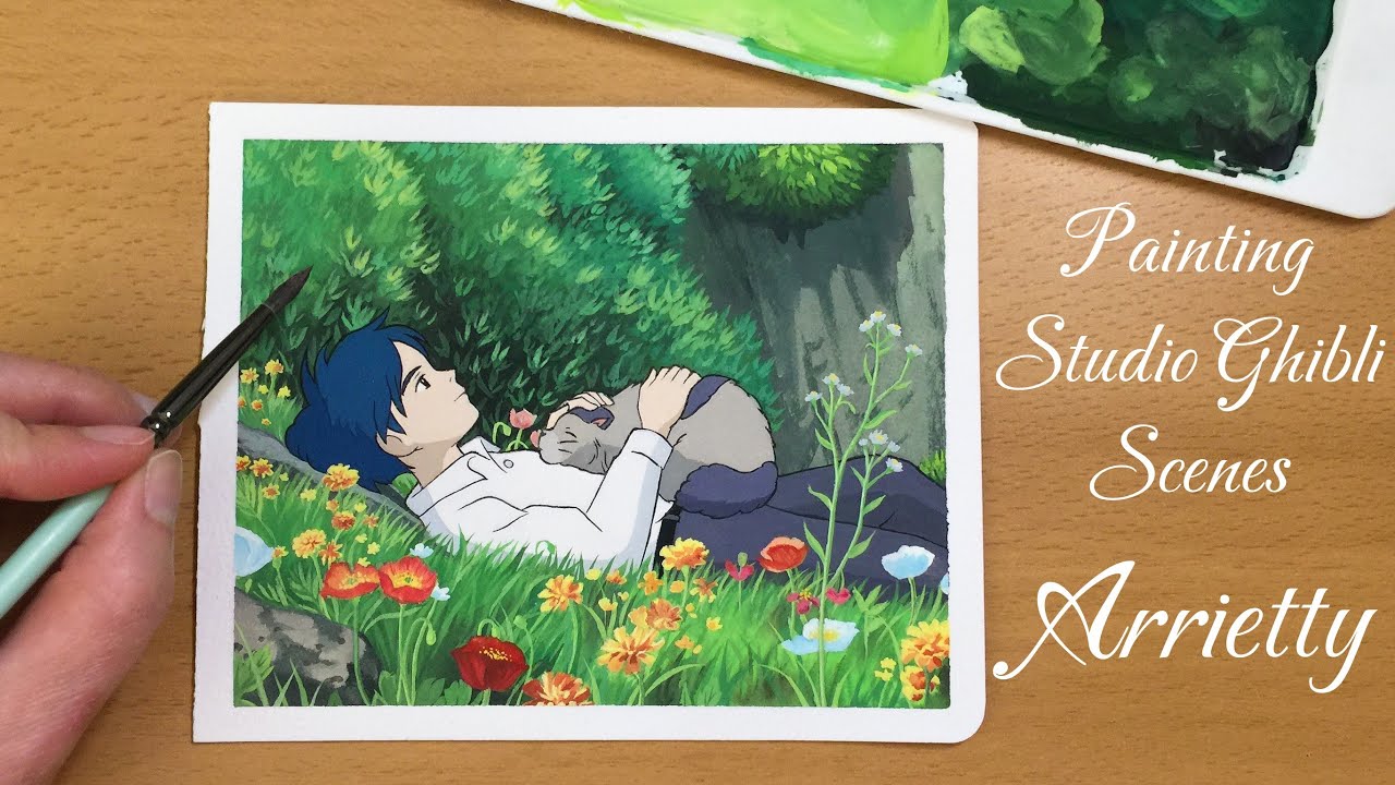 🍀 Painting Studio Ghibli scenes 🌷 Arrietty with Poster Colors