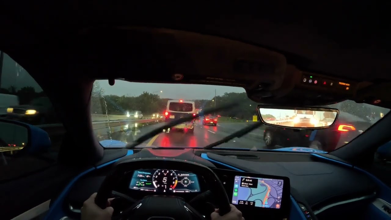 2023 Corvette Z06 POV drive to Costco in the Rain (Binaural + Spatial Audio)