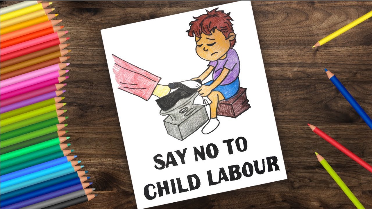 How to draw World Day against child labour  || poster drawing for kids