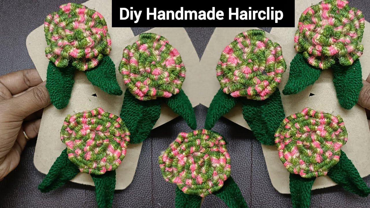 DIY Handmade Hair Clip | Woolen Rose Flower Hairclip Making at Home | Easy Craft Tutorial