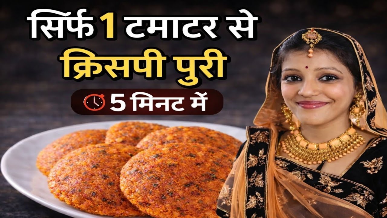 केवल 1 टमाटर से बना गरमा-गरम मसालेदार स्वादिष्ट नाश्ता,जो भी खाए बस खाता ही जाए | Tomato Puri nashta