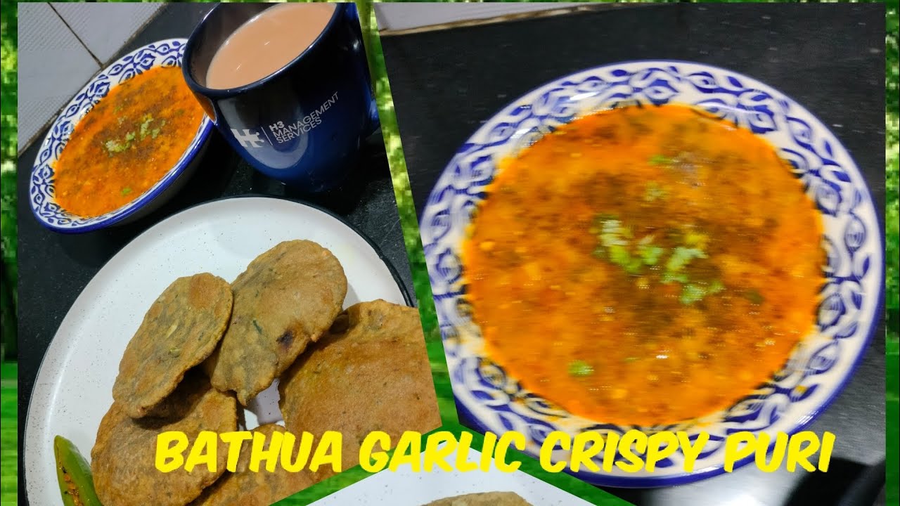 #Bathua Besan Pyaj Ki Puri | Aalu Ka Jhol| Village Style Desi Breakfast 😋#Punjabi Kitchen Recipe 