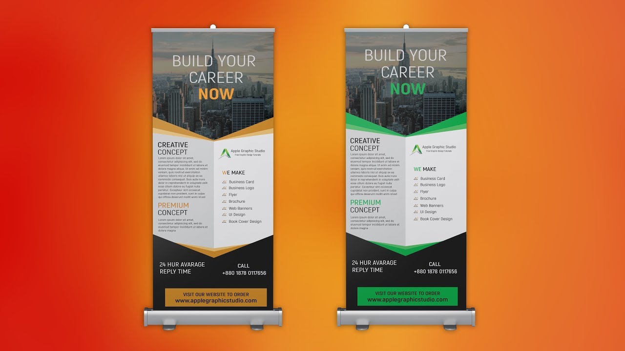 Corporate Roll Up Banner Design - Photoshop Tutorial