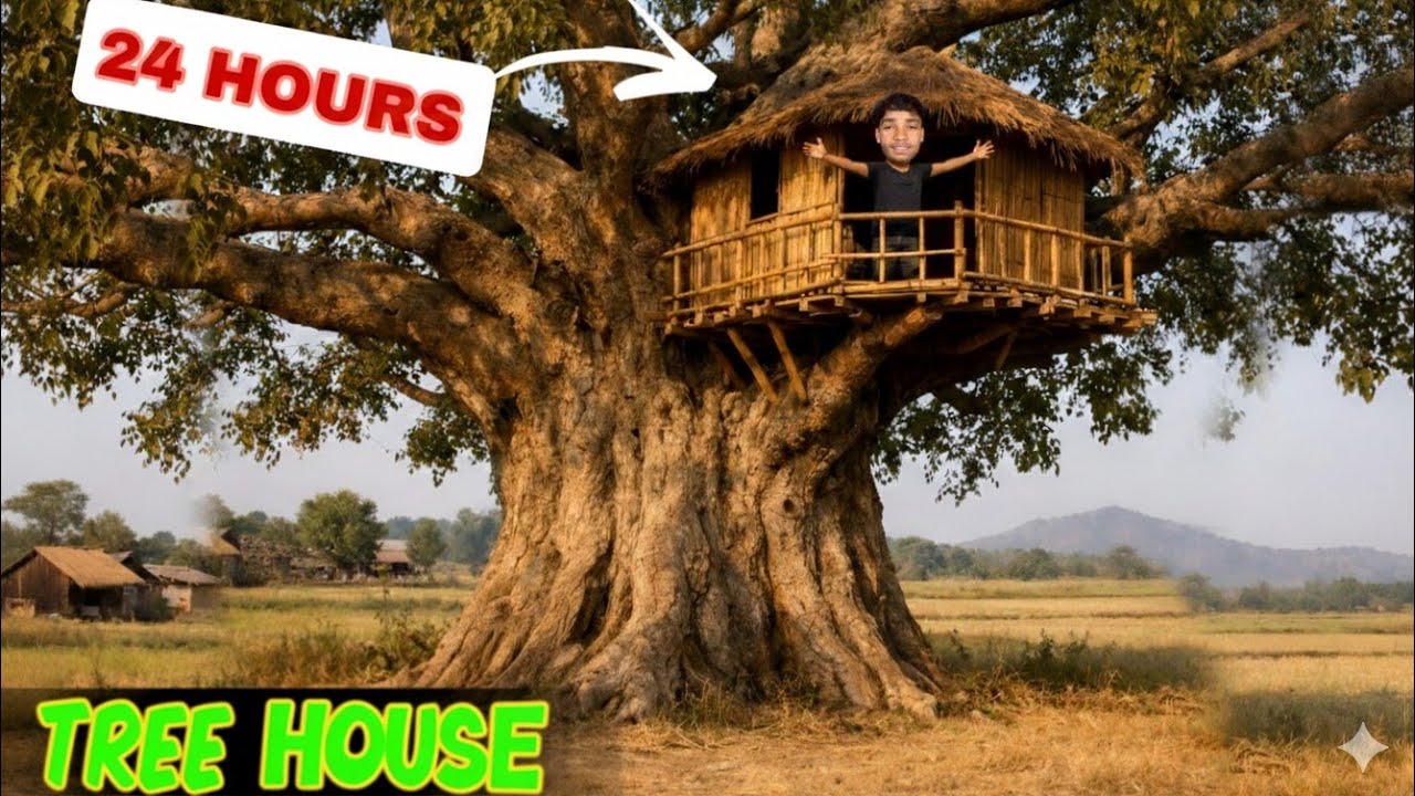 24 Hours on a Tree House! 🌳🏠 (Most Dangerous Challenge)