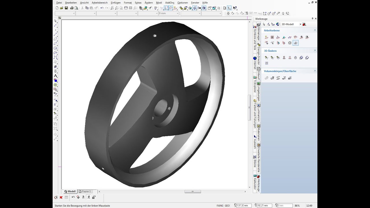 TurboCAD Rotationskörper und Boolesche Operationen