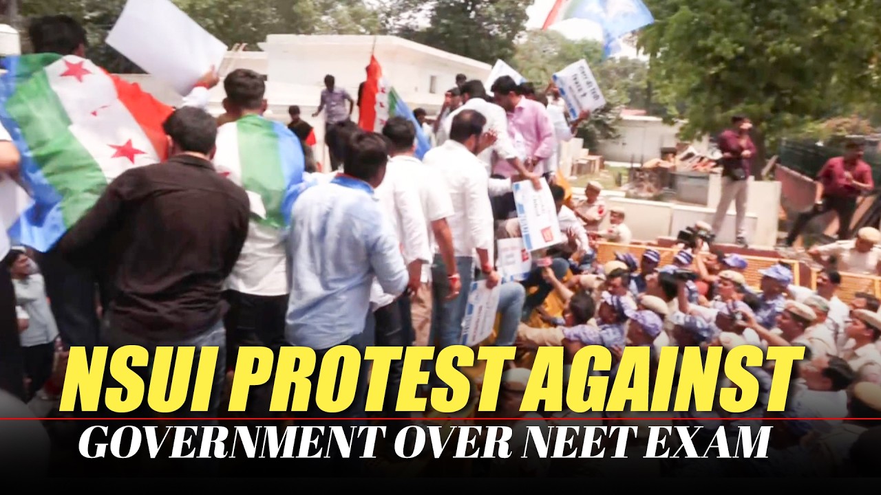 Протест NSUI против центрального правительства после отмены экзамена NEET-UG 2026 | утечка экзаме...
