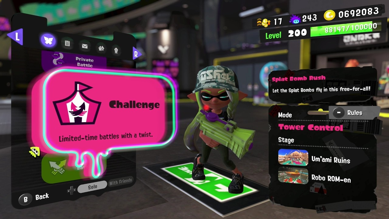 CHALLENGE: Splat Bomb Rush - Tower Control Mode - Online Play | SPLATOON 3 (2022)