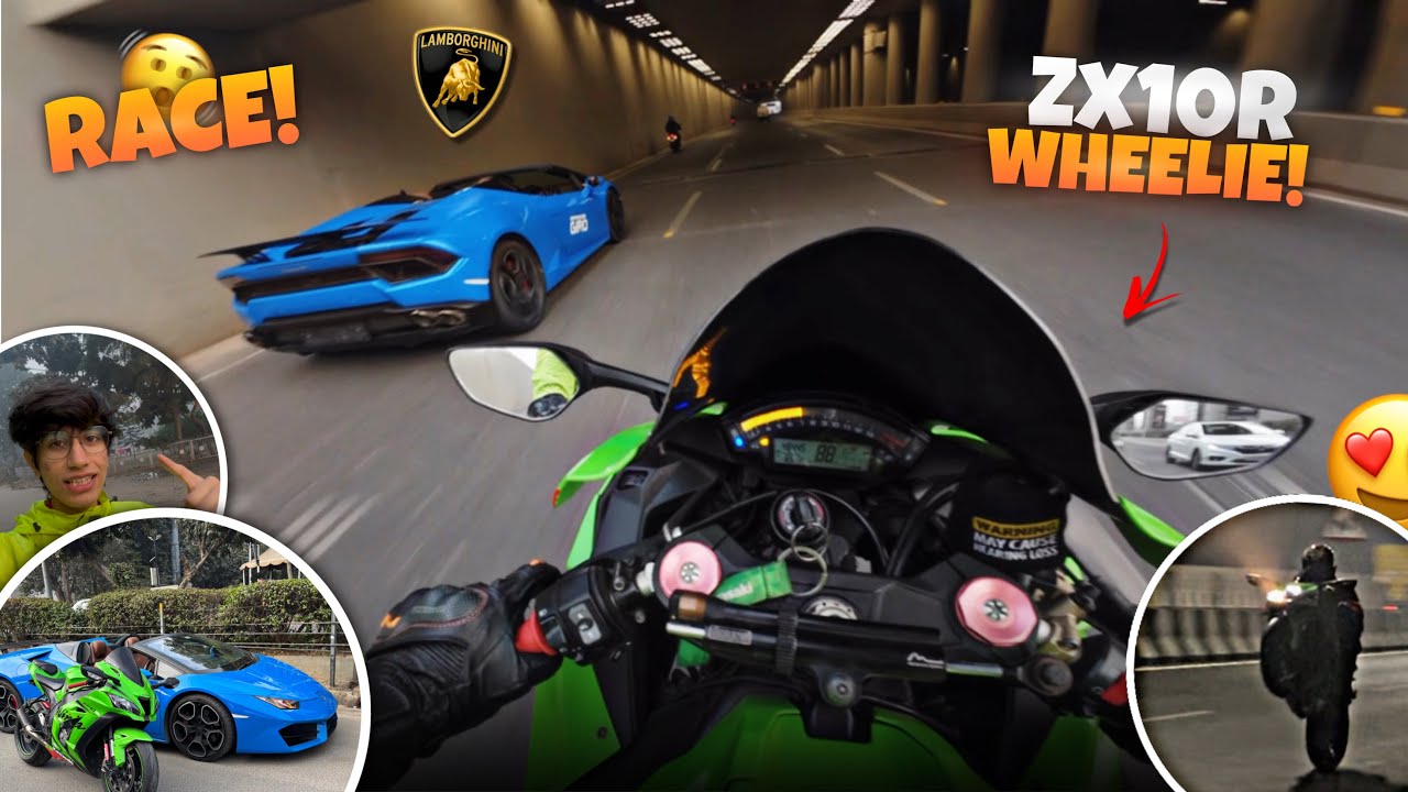 Lamborghini Huracan vs Zx10r *RACE* Sunday ride par 😍🤯