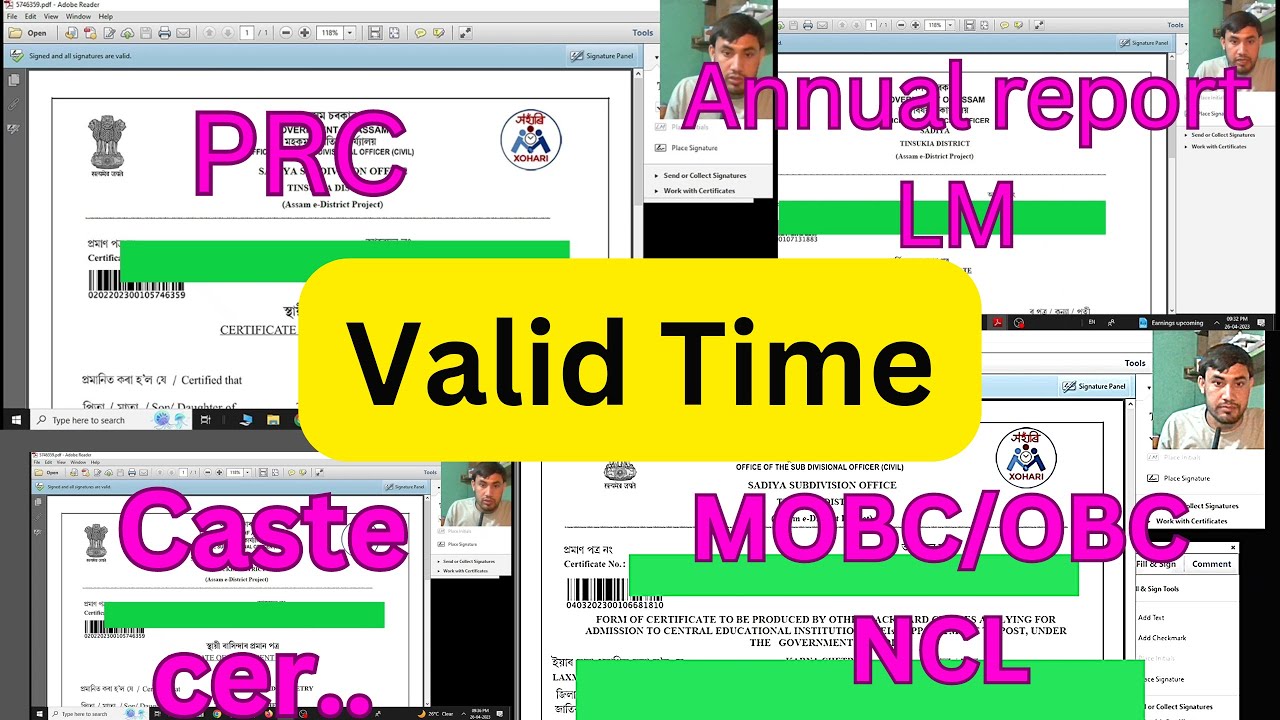 PRC ,OBC NCL, Income certificate And Caste certificate kitna din tak valid Reheta hai? Live proof