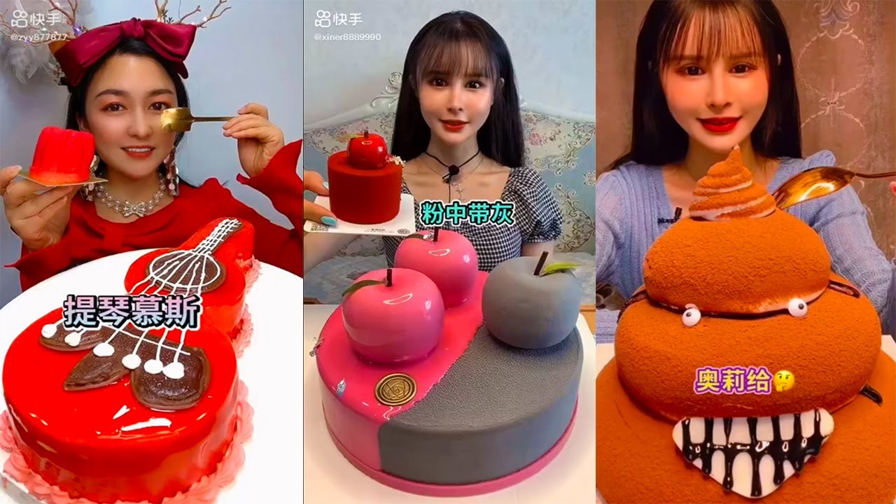 ASMR EATING MOUSSE CAKE - 디저트 - 무스 케이크 - 먹방 - DESSERT CHINESE MUKBANG