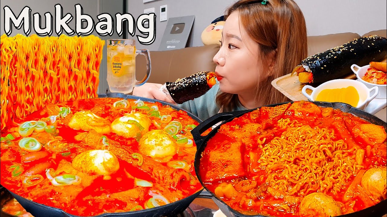 Sub)Real Mukbang- Яйцо-гриль Острый ттокпокки 🔥 Рамен 🍜 Гимбап 🍣 Хайболл 🥂 АSМR КОРЕЙСКАЯ ЕДА
