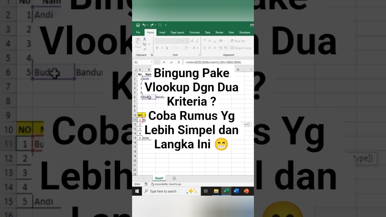 Index Match Multi Kriteria, Lebih Simpel Dari Vlookup Dua Kriteria  #exceltips #exceltricks