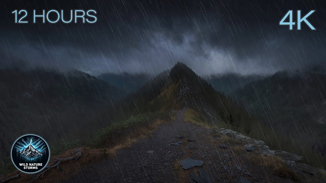 Stormwalk Spine | 12 Hours of Night Rain Along a Mountain Ridge, Wind & Deep Wilderness Ambience