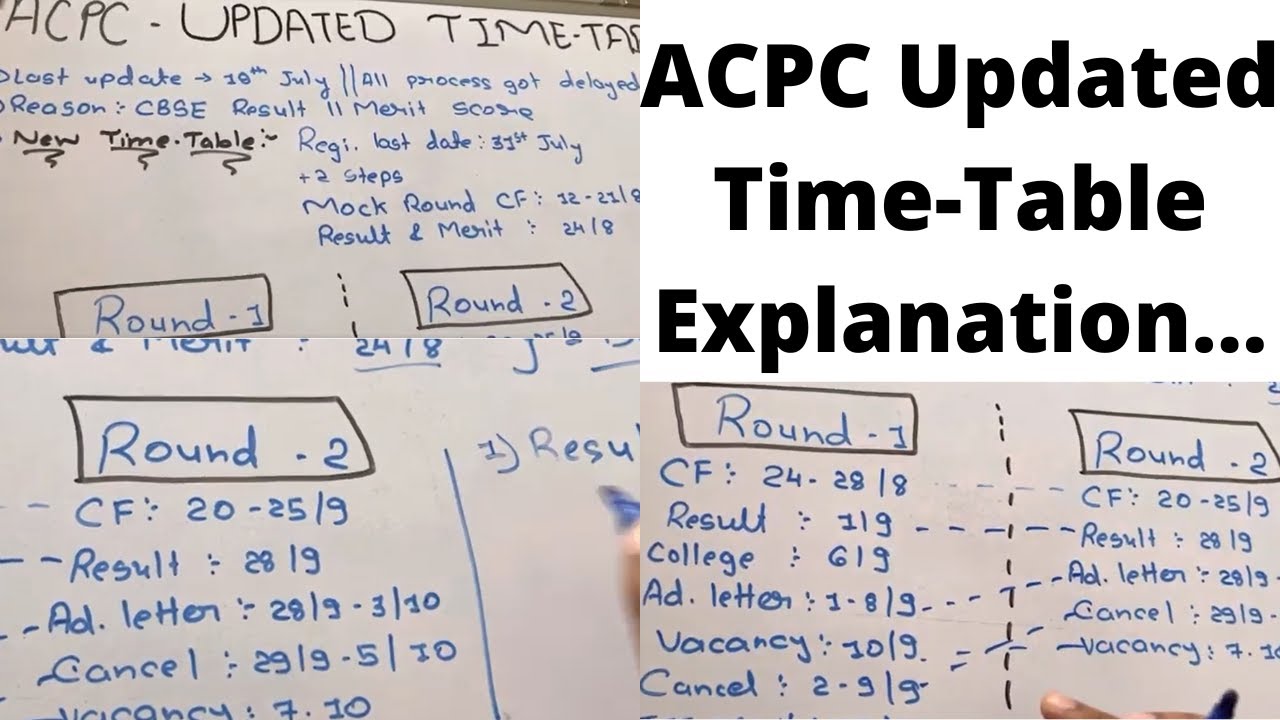 ACPC Updated time table explanation