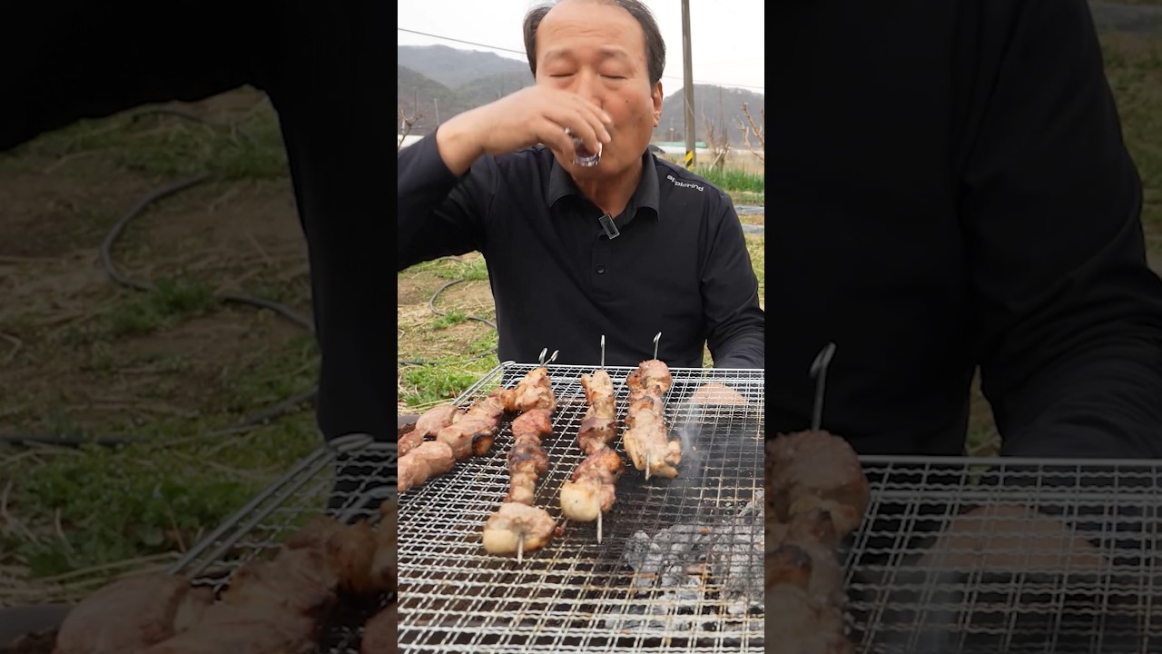 숯불에 구운 오리고기에 소주 한 잔! #먹방 #shorts #요리