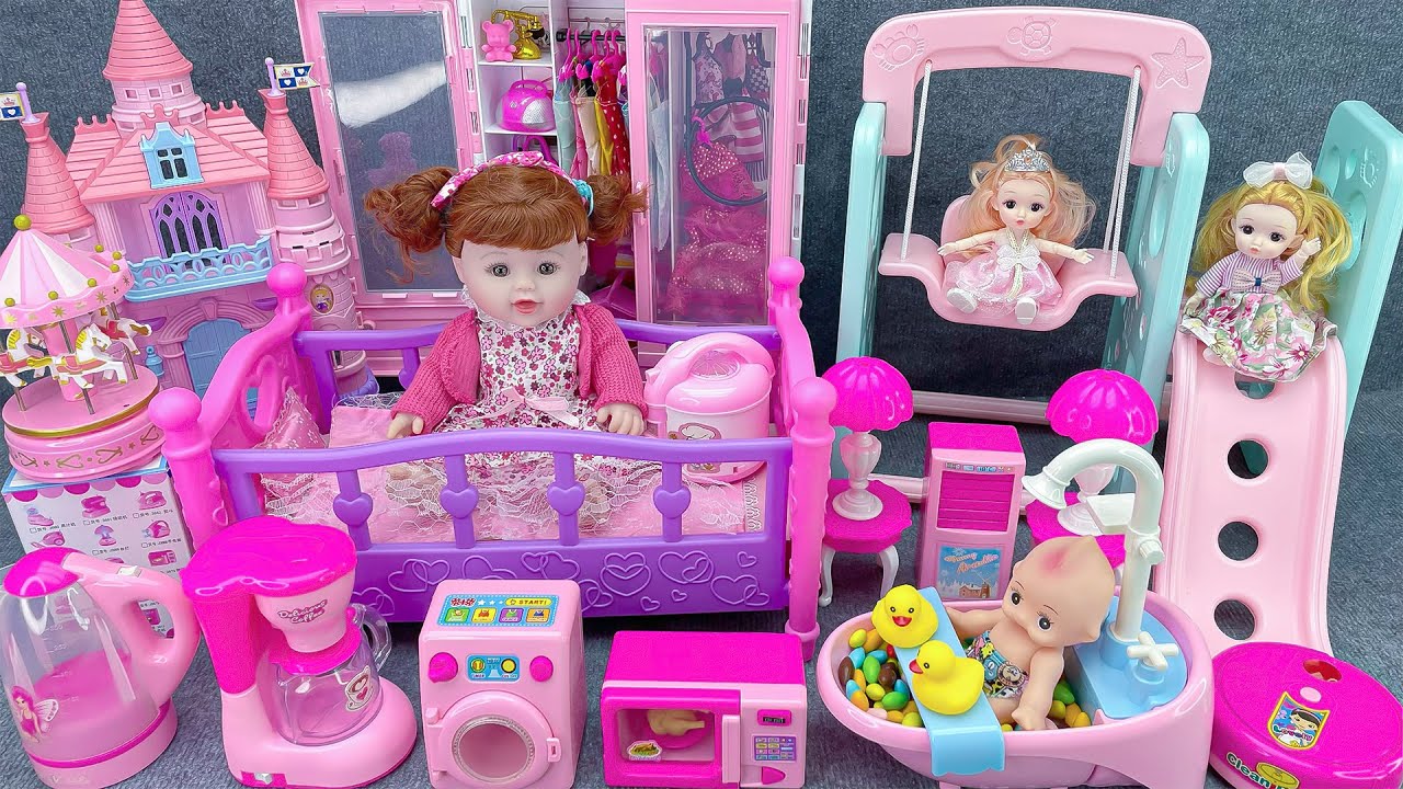 20 Minutes Satisfying with Unboxing Barbie Princess Bed ＆ Wardrobe Collection Toys Review | ASMR