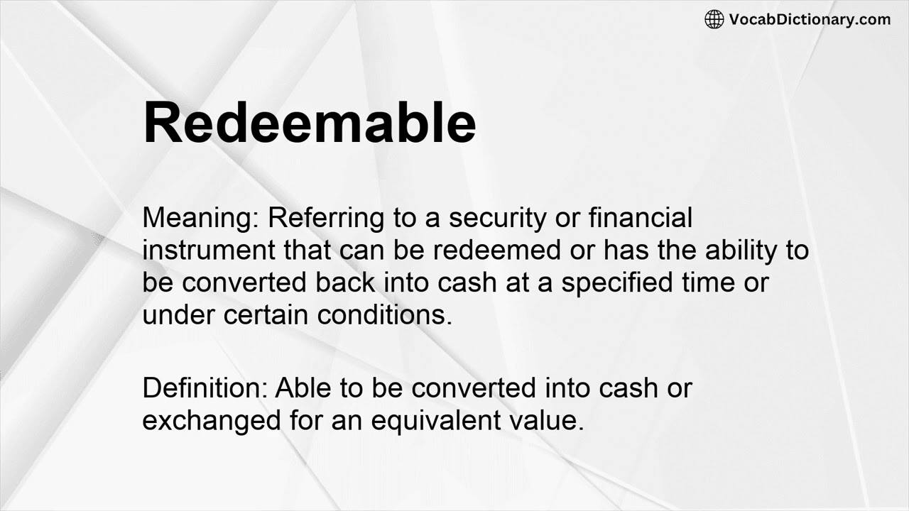 Redeemable Meaning
