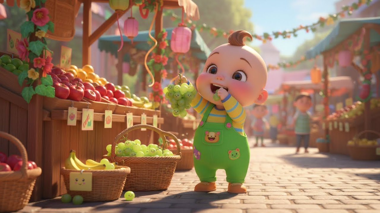 🎵 Fruit Market Fun Song | nursery rhymes for kids | Baby Song, Learn Fruits 🍎🍌🍉
