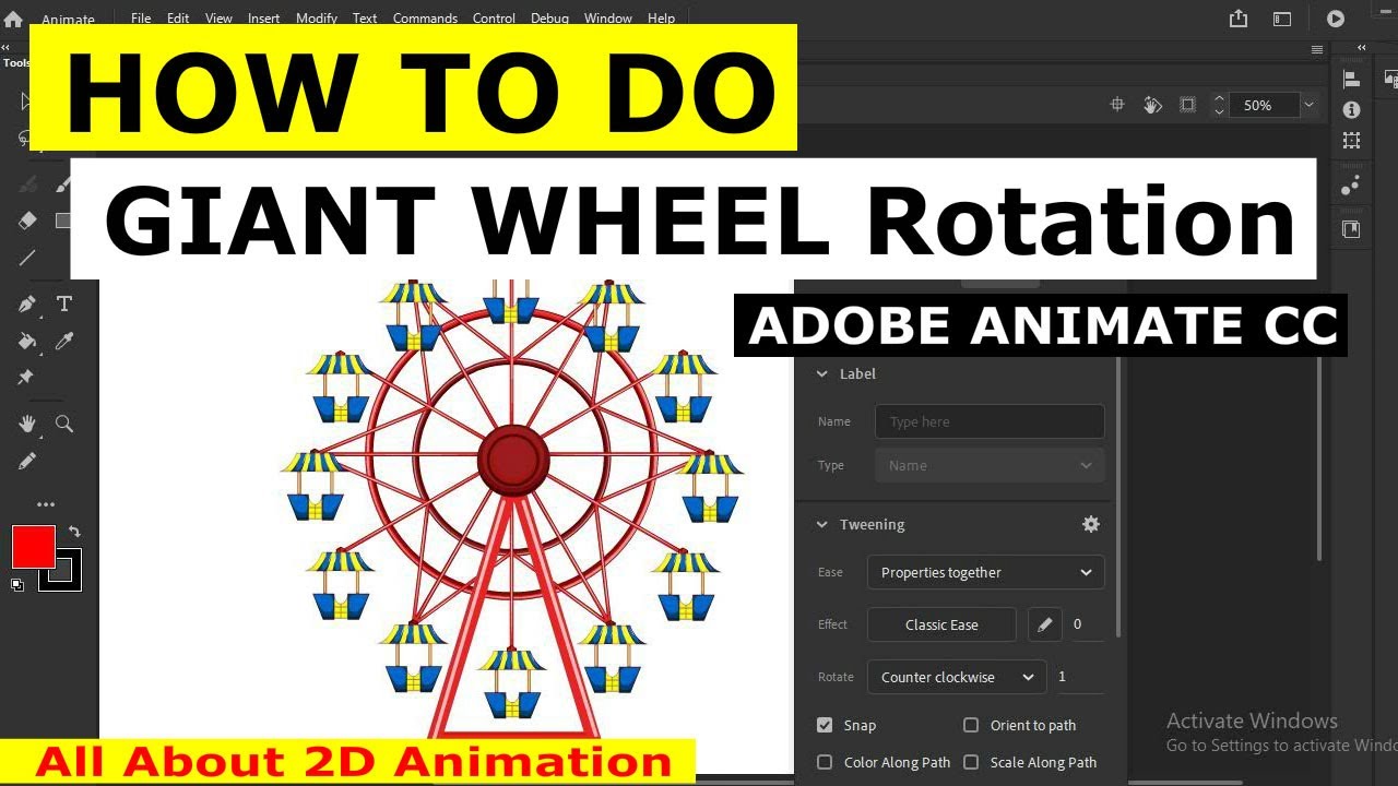 How to do giant wheel animation  _ rotation simple tricks _Adobe animate CC