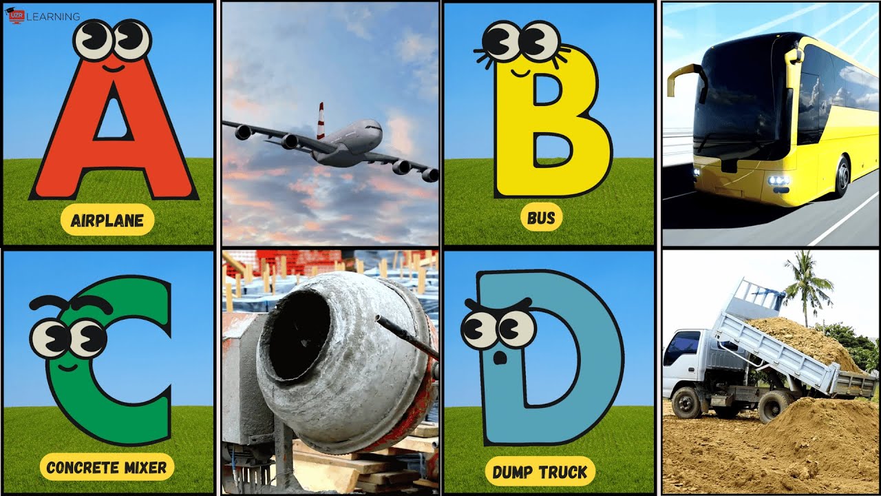 ABC Vehicle Song for Kids 🚗 | Learn A to Z Transport Names with Sounds & Fun Rhymes! | UZR Learning