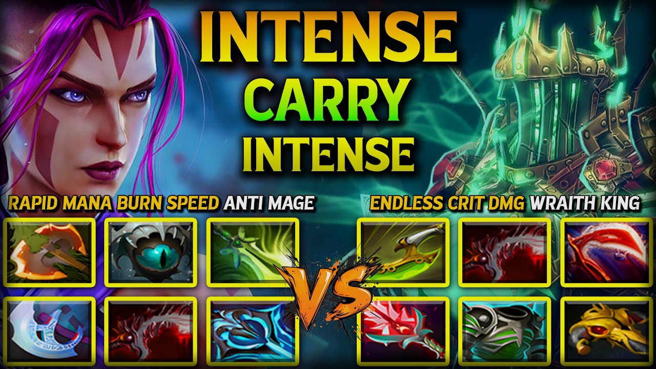 INTENSE CARRY BATTLE | RAPID MANA BURN SPEED ANTI MAGE VS. ENDLESS CRIT DAMAGE WRAITH KING DotA 2