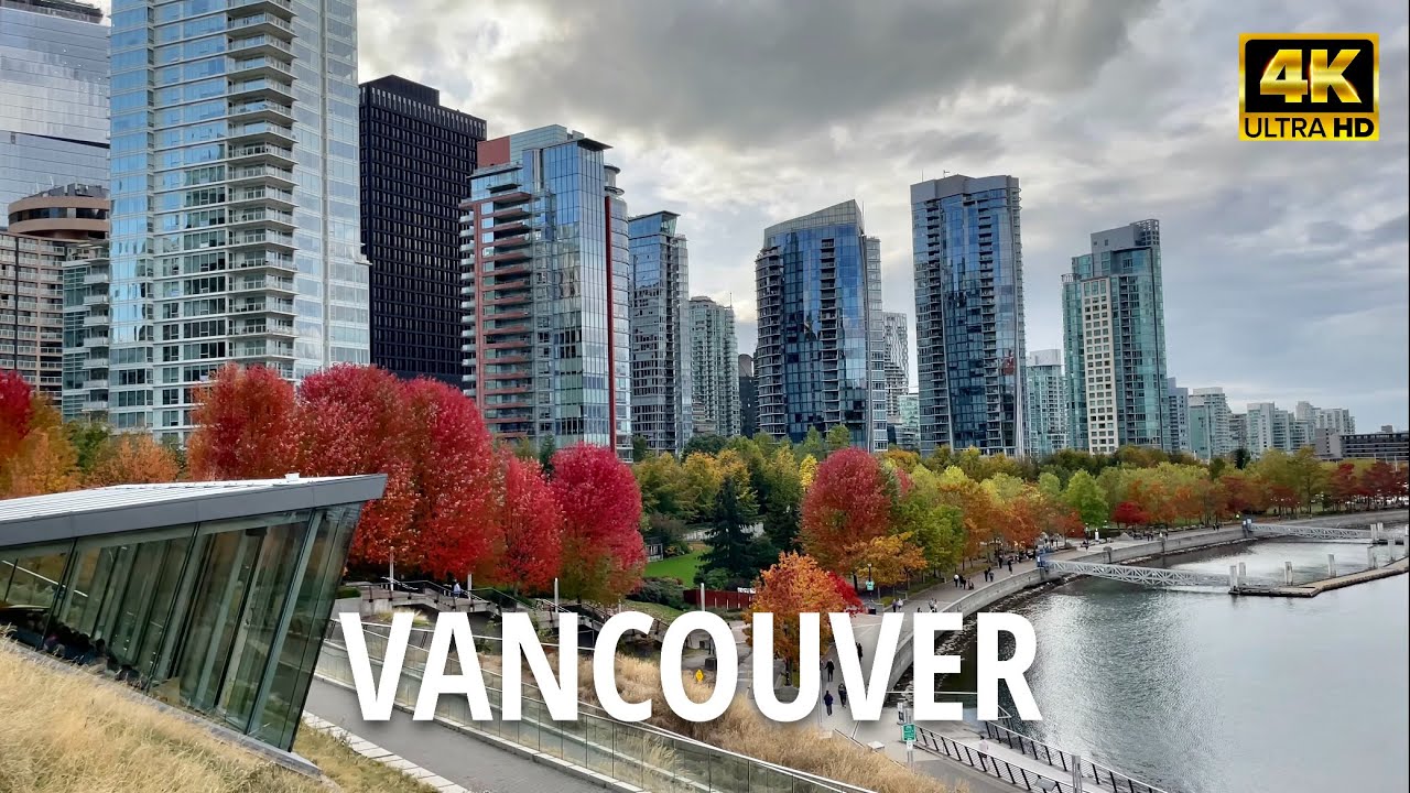 [4K] Coal Harbour With 🍁 Autumn Foliage - Walking Tour - Vancouver, Canada 🇨🇦Oct, 2022