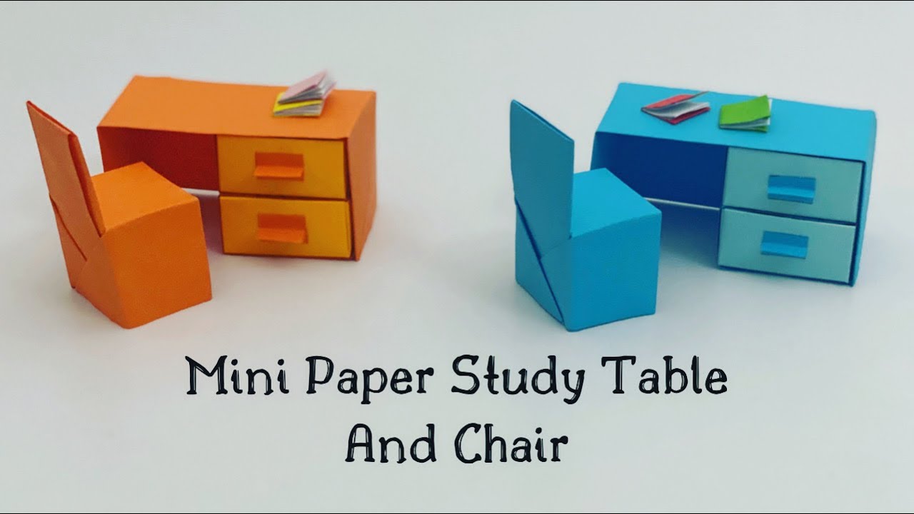 DIY MINI PAPER STUDY TABLE & CHAIR/ Paper Craft / Easy Origami Table & Chair DIY / Paper Crafts Easy